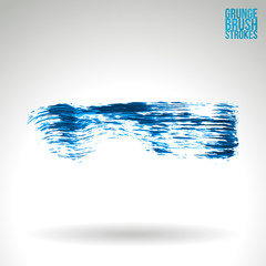 Blue brush stroke and texture. Grunge vector abstract hand - painted element. Underline and border design.