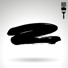 Fototapeta premium Black brush stroke and texture. Grunge vector abstract hand - painted element. Underline and border design.