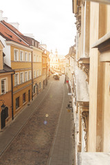 View of european building from an open window