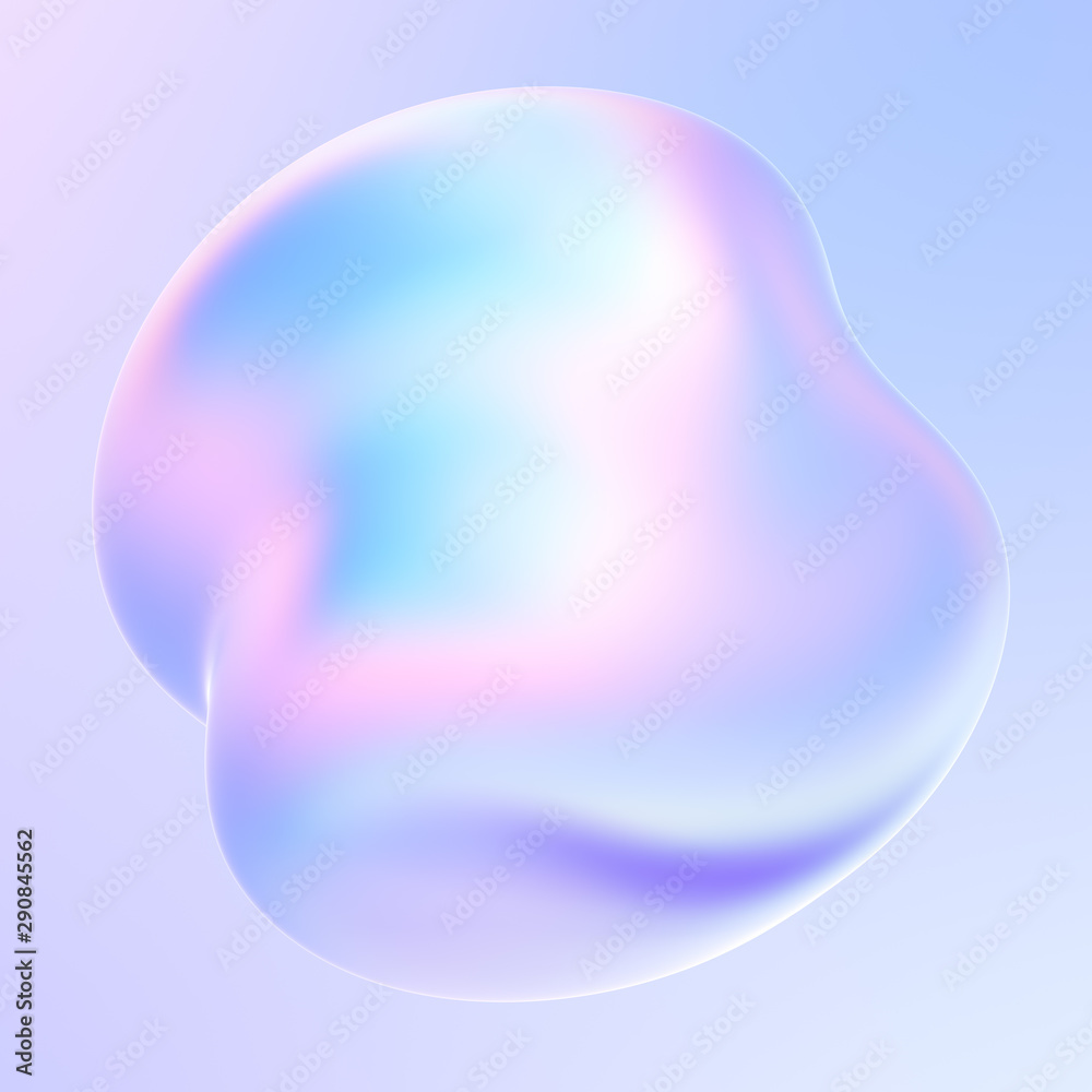 Aufkleber Fluid design element holographic liquid 3D shape. Abstract background flowing liquid shape. 3d rendering.