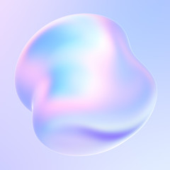 Fluid design element holographic liquid 3D shape. Abstract background flowing liquid shape. 3d rendering.