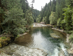 Wonderful aerial pictures of the Middle Lewis River Falls Area on the rugged Lewis River in...