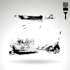 Black brush stroke and texture. Grunge vector abstract hand - painted element. Underline and border design.