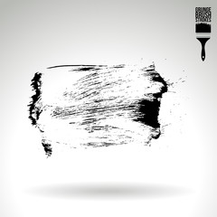 Black brush stroke and texture. Grunge vector abstract hand - painted element. Underline and border design.