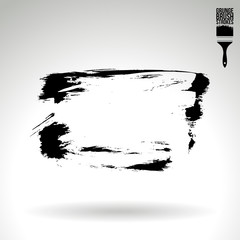 Black brush stroke and texture. Grunge vector abstract hand - painted element. Underline and border design.