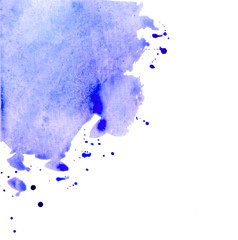 Isolated stain drawn by watercolor paints. Watercolor background for design cutted on a white backdrop. Textural watercolor drawing