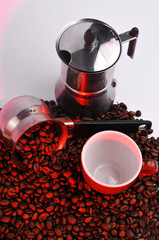 Black coffee beans studio shot