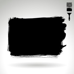 Black brush stroke and texture. Grunge vector abstract hand - painted element. Underline and border design.