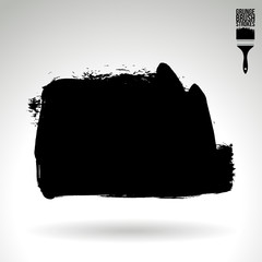 Black brush stroke and texture. Grunge vector abstract hand - painted element. Underline and border design.