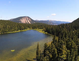 Incredible aerial shots of Leech Lake with Spiral Butte in the stunning Mount Baker Snoqualmie National Forest.