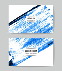 Set of vector business card templates with brush stroke background.