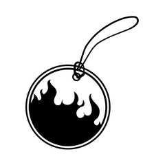 circular tag with fire flame vector illustration