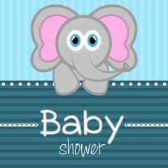 Baby shower card with a cute elephant- Vector