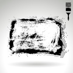 Black brush stroke and texture. Grunge vector abstract hand - painted element. Underline and border design.