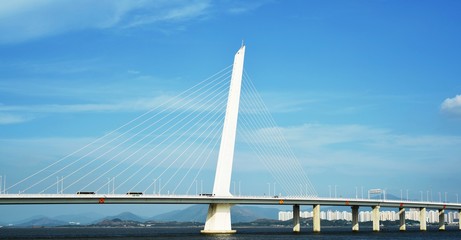 Shenzhen Bay Bridge across the border areas between Shenzhen and Hong Kong China