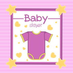 Baby shower card with a baby singlet - Vector