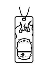 circular tag with fire flame vector illustration