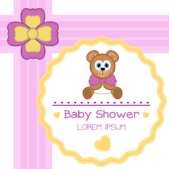 Baby shower card with a teddy- Vector