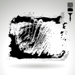 Black brush stroke and texture. Grunge vector abstract hand - painted element. Underline and border design.