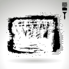 Black brush stroke and texture. Grunge vector abstract hand - painted element. Underline and border design.