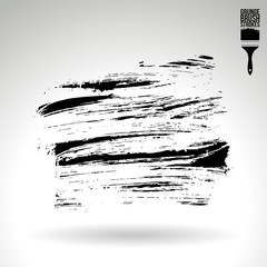 Black brush stroke and texture. Grunge vector abstract hand - painted element. Underline and border design.