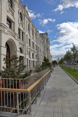 Facade of the historical building of the Polytechnic Museum after 2019 renovation. Moscow, Russia