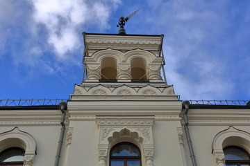 Facade of the historical building of the Polytechnic Museum after 2019 renovation. Moscow, Russia