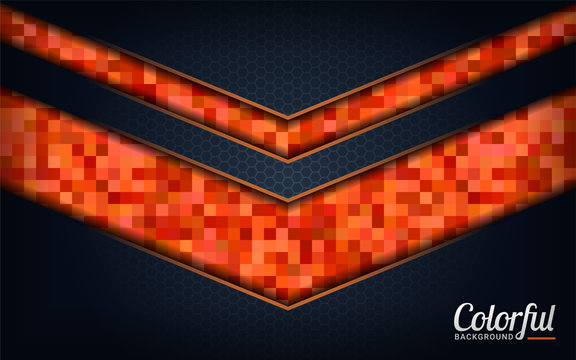 Modern Colorful Orange Pixel Background. Dark Abstract Background