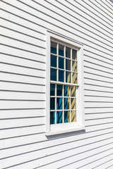 USA, Washington State, Fort Vancouver National Historic Site. Window on buildings at the Hudson's Bay Company's Fort Vancouver.
