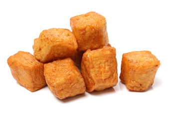 Fried tofu isolated on white background
