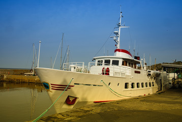 Naklejka premium ship in port, Gudhjem,Bornholm,Denmark