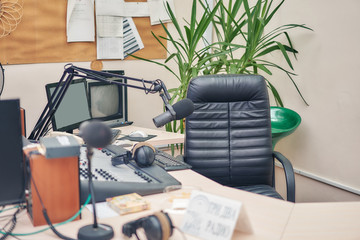 vacant place in the radio broadcast studio