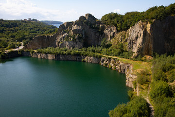 Opalsøen, Lake surrounded by rocks on the island of Bornholm in Denmark