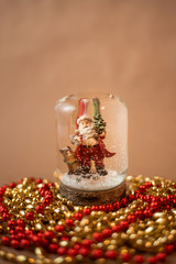 Santa Claus in a glass ball. Christmas mood. Greeting card.