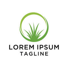 Grass logo design template vector 
