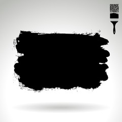 Black brush stroke and texture. Grunge vector abstract hand - painted element. Underline and border design.