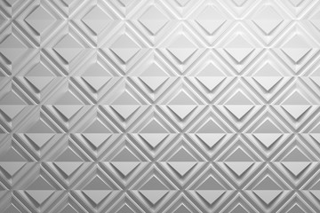 Gentle elegant white 3d repeating pattern with paper effect made of squares and folded rhombuses. 3d illustration. 