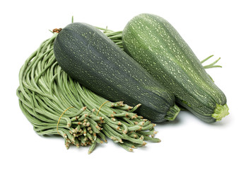 Green squash zucchini isolated on the white background