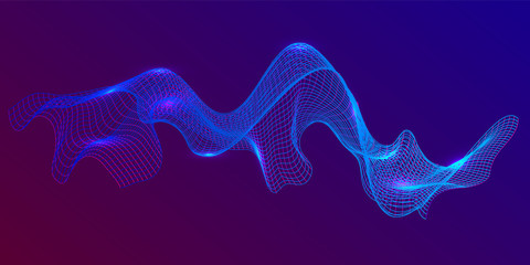 Glowing lines liquid dynamic flow. Trendy fluid cover design.