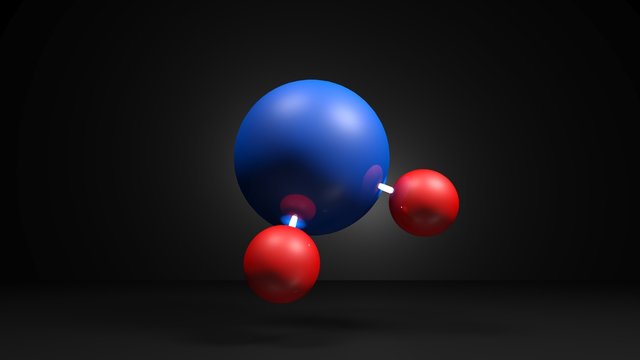H2O Molecule model on black background - 3D rendering illustration