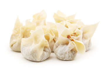 Ravioli Siu Mai on white background 