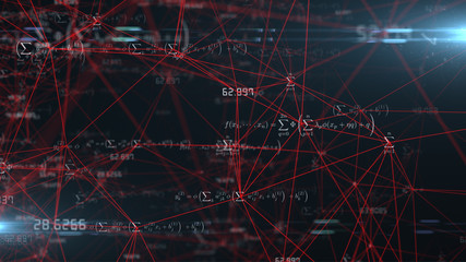 Math formula's and mathematical equations associated with school and study - illustration rendering