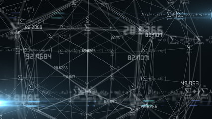 matrix made up of math formulas and mathematical equations - illustration rendering