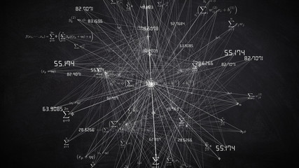 Math Equations of Artificial intelligence AI deep learning computer program technology - illustration rendering