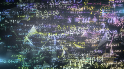 Space time mathematical equation model of space and time continuum - illustration rendering