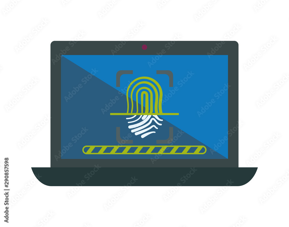 Canvas Prints laptop with finger print security vector illustration