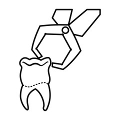 tooth human with pliers dentist vector illustration
