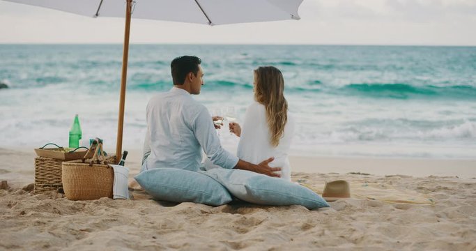 Couple embracing on the beach
