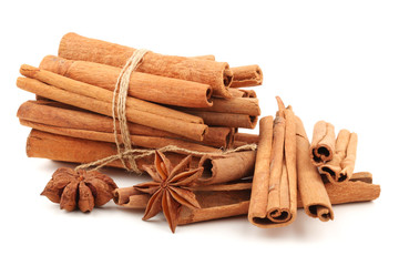 Cinnamon on a white background