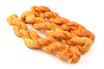 Chinese fried dough twist isolated on white background